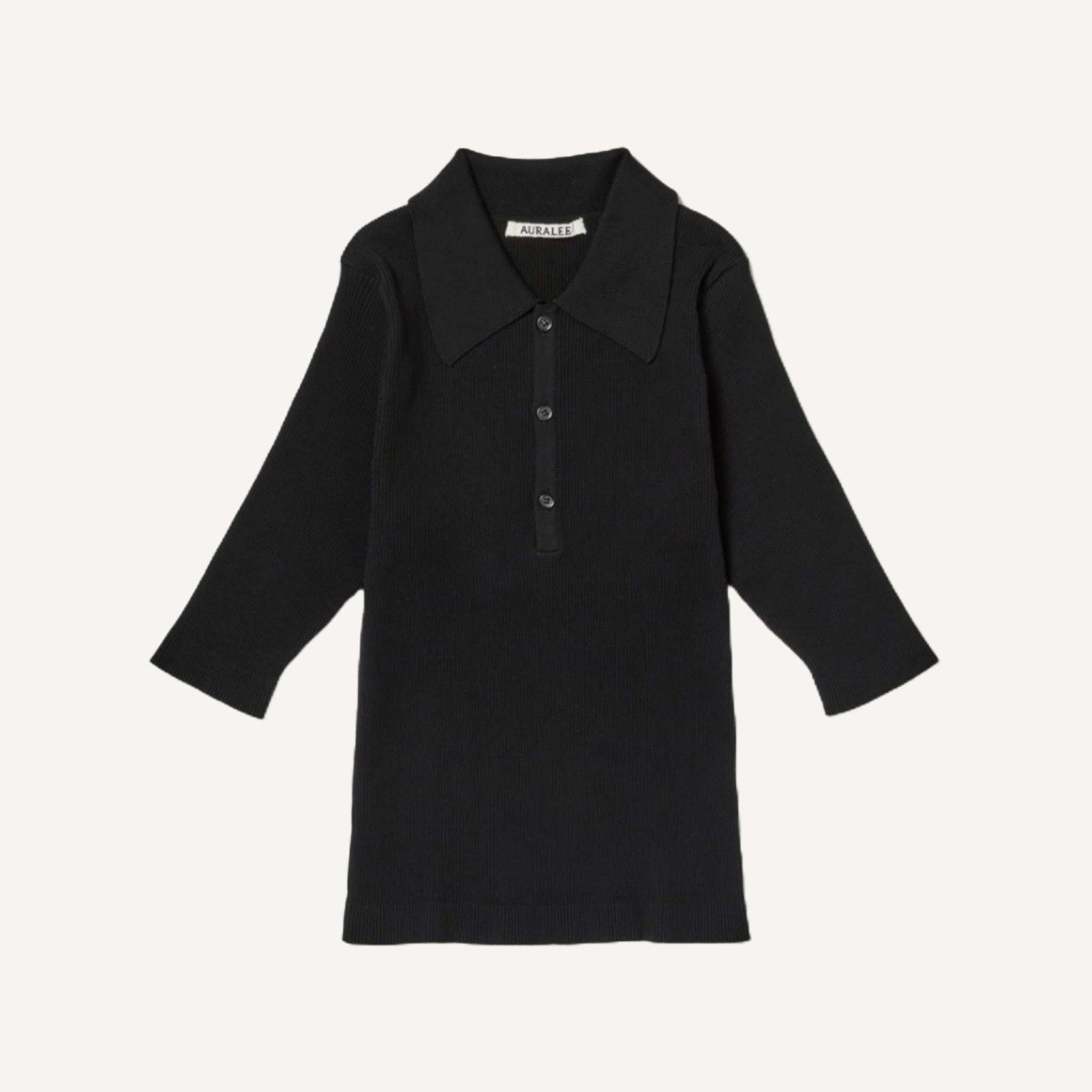 AURALEE HIGH GAUGE RIB KNIT POLO