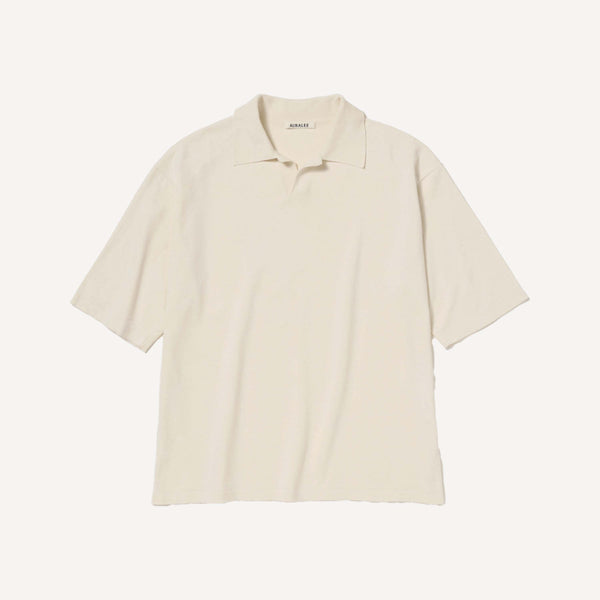 AURALEE TUSSAH SILK KNIT SKIPPER POLO – PLAIN GOODS