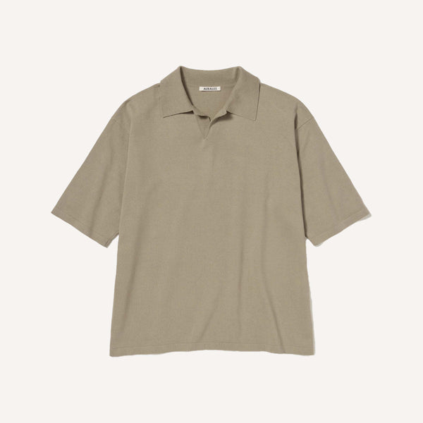 AURALEE TUSSAH SILK KNIT SKIPPER POLO – PLAIN GOODS