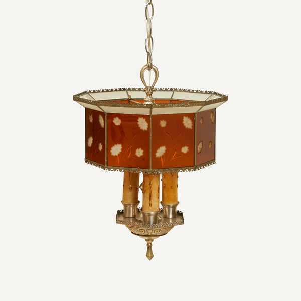 ANTIQUE AMBER GLASS CHANDELIER
