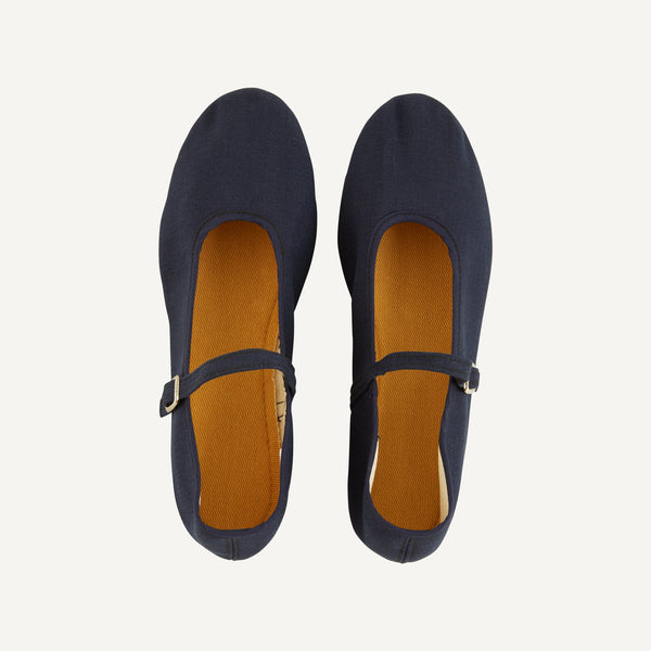 MARY JANE SHOES - NAVY LINEN