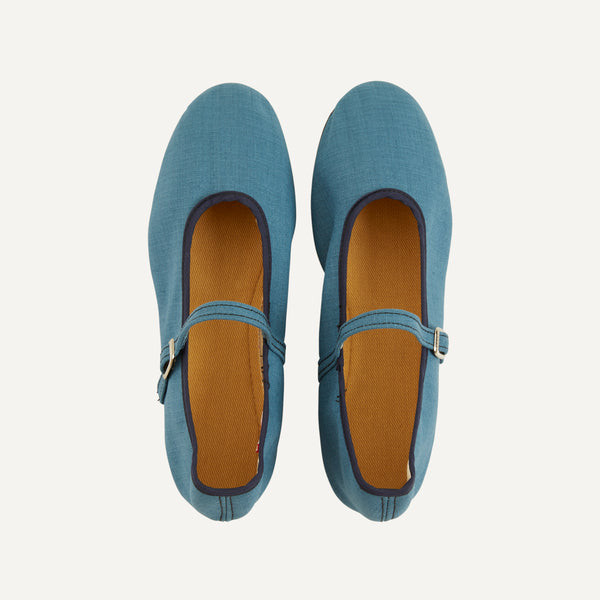 MARY JANE SHOES - OCEAN BLUE LINEN