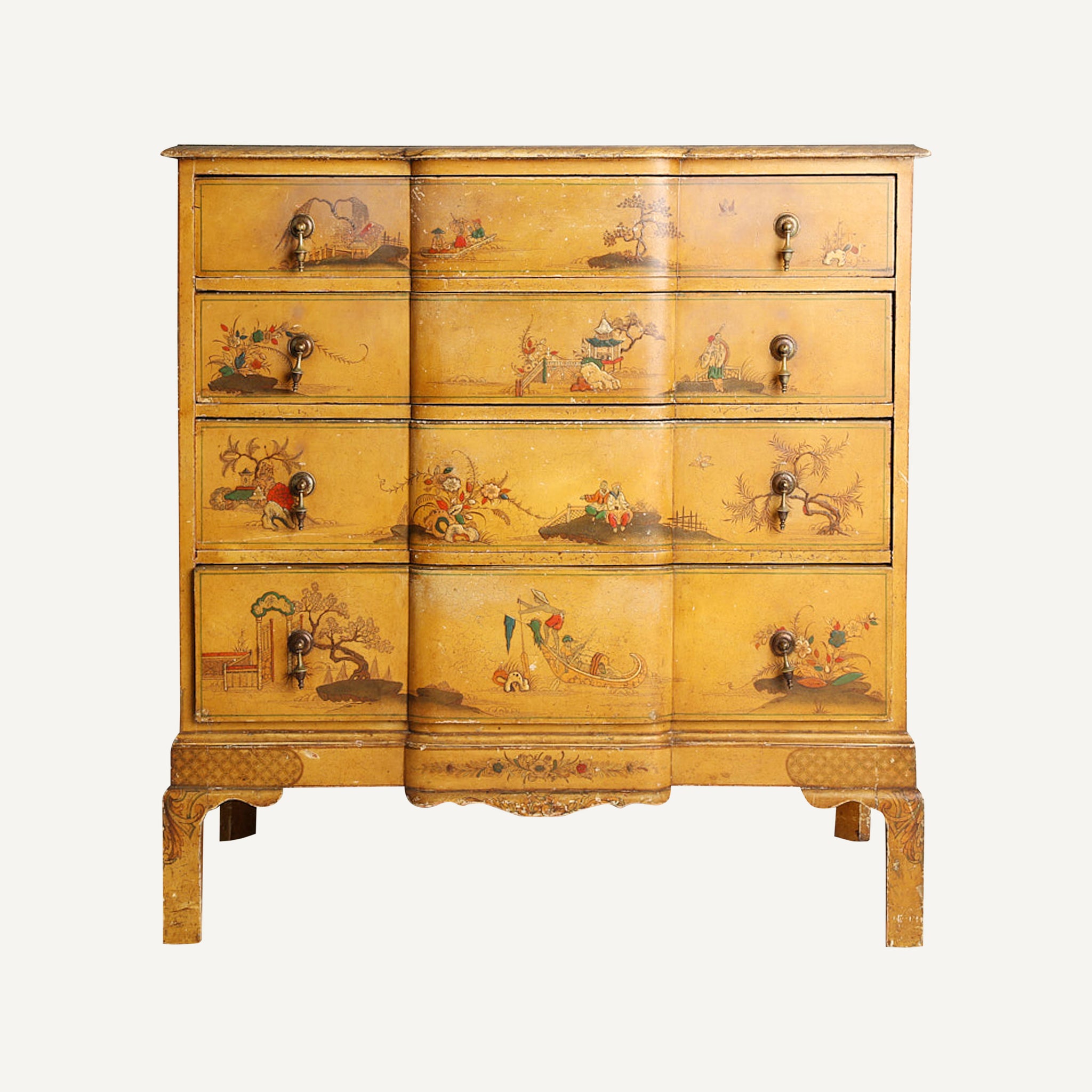 VINTAGE LACQUERED CHINOISERIE CHEST OF DRAWERS