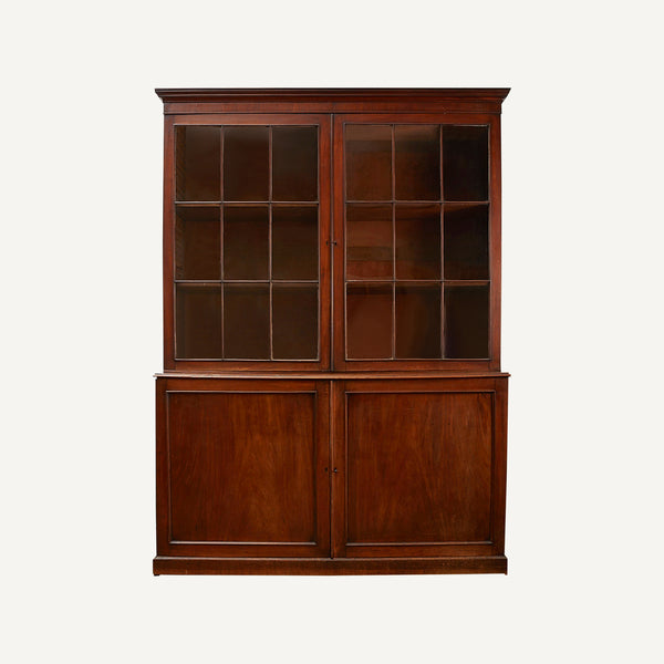 ANTIQUE MAHOGANY GLASS TOP CABINET