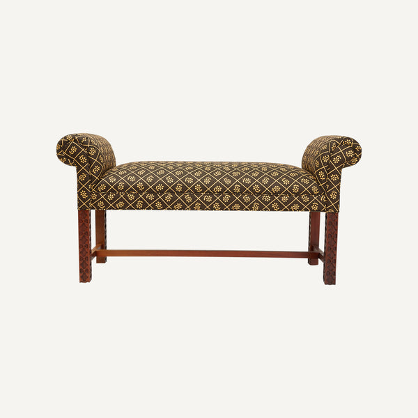 VINTAGE CHIPPENDALE STYLE UPHOLSTERED BENCH