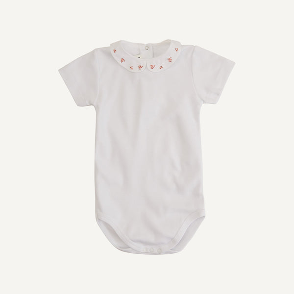 PLAIN GOODS EMBROIDERED COLLAR ONESIE