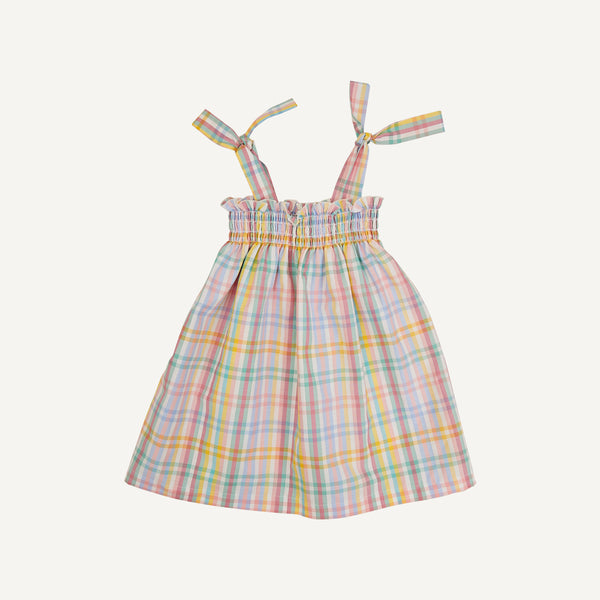 PLAIN GOODS PLAID TIE SHOULDER DRESS