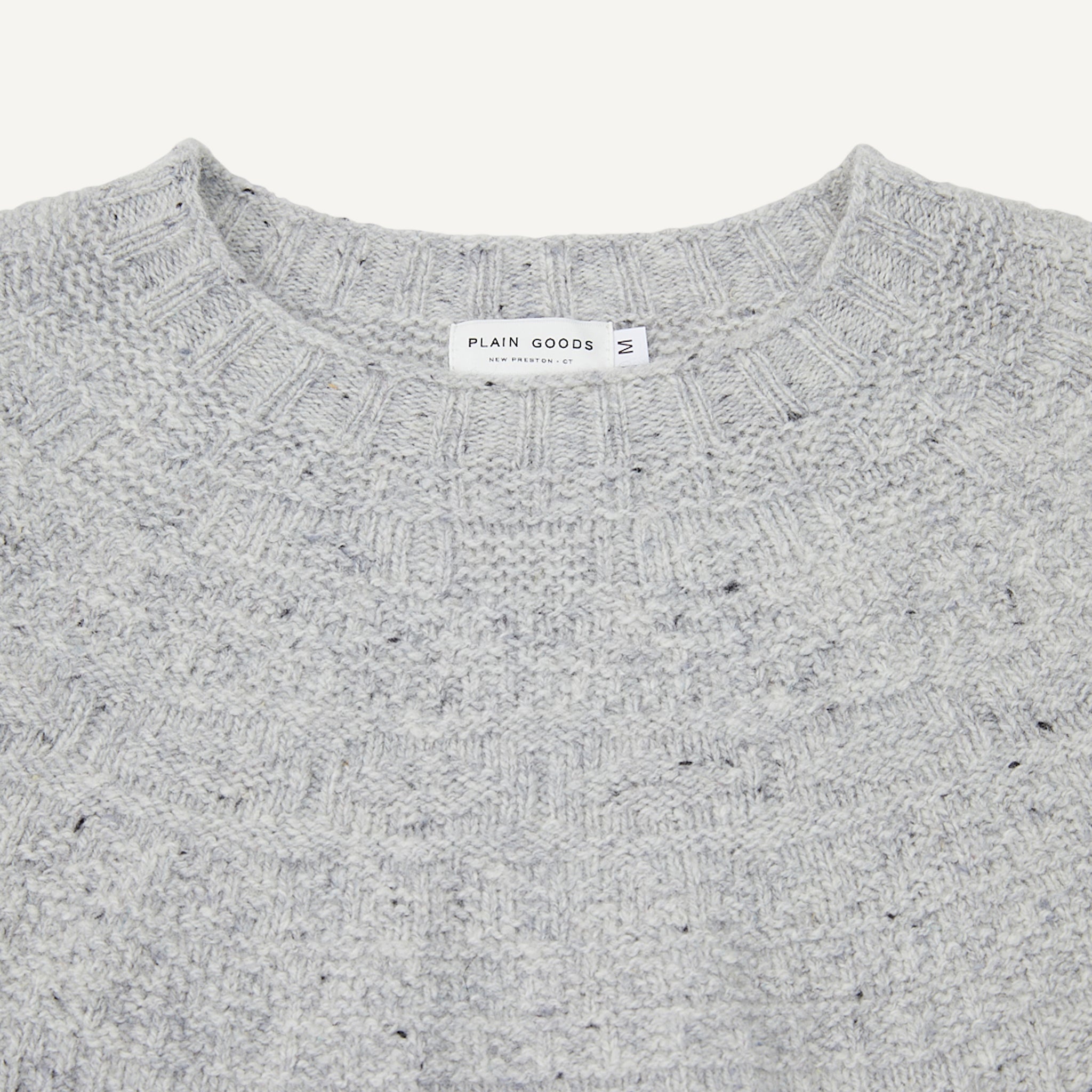 PLAIN GOODS CABLE KNIT DONEGAL SWEATER
