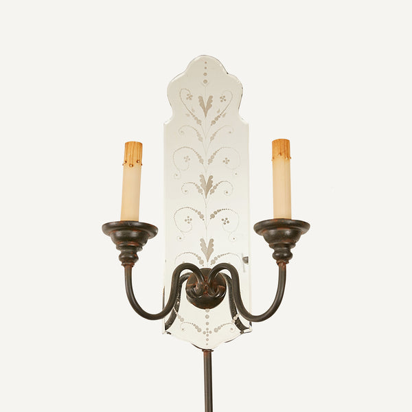 CURRY & COMPANY ETCHED MIRROR SCONCE