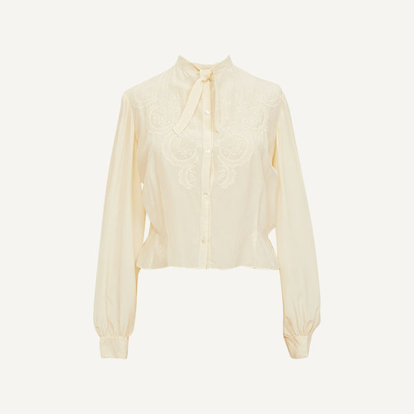 VINTAGE SILK TIE-NECK BLOUSE