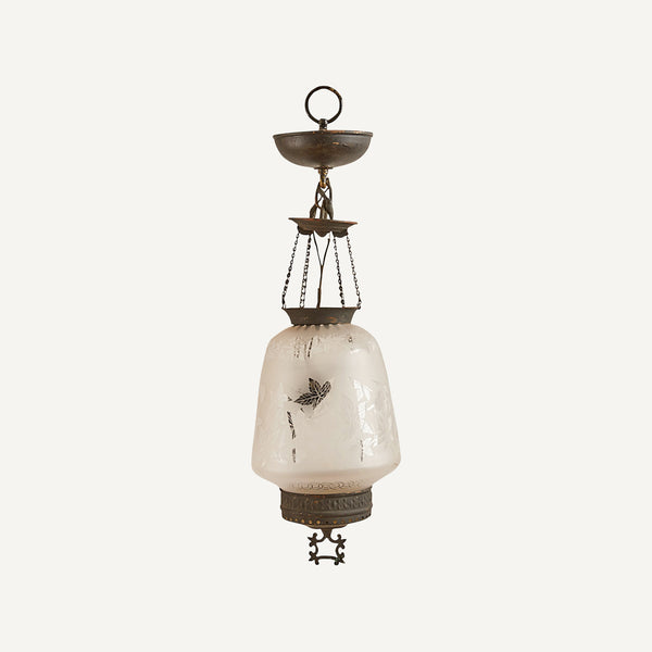 ANTIQUE HANGING ETCHED GLASS PENDANT