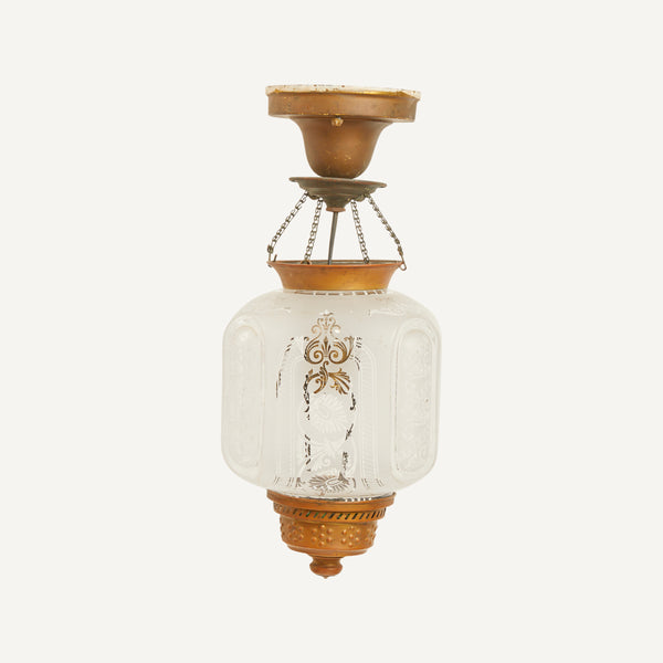 ANTIQUE HANGING ETCHED GLASS PENDANT