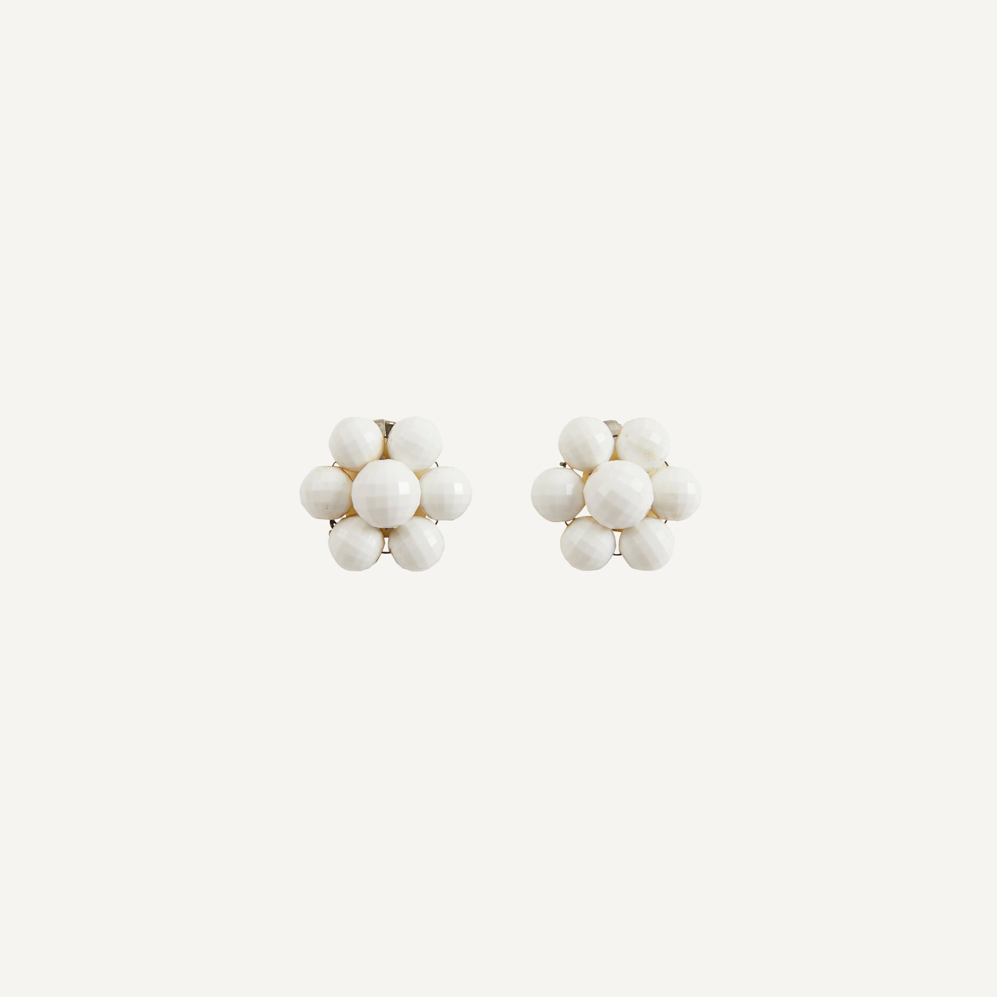 VINTAGE WHITE BEADED EARRINGS