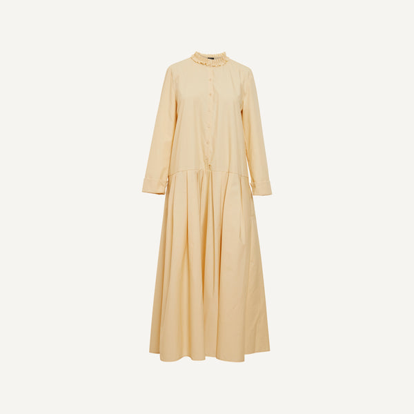 APUNTOB RUFFLE NECK POPLIN DRESS
