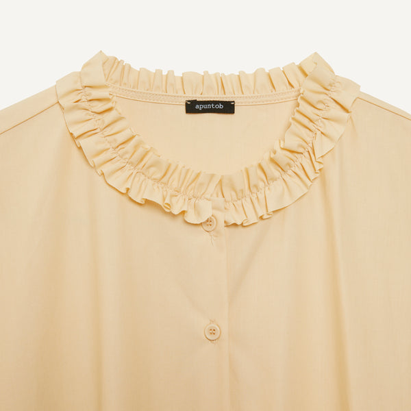 APUNTOB RUFFLE NECK POPLIN DRESS