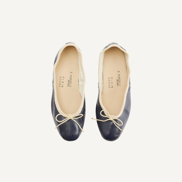 E. PORSELLI + PLAIN GOODS BALLET CONTRAST TRIM FLATS