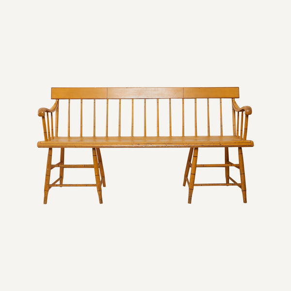 ANTIQUE PAINTED SPINDLE BENCH