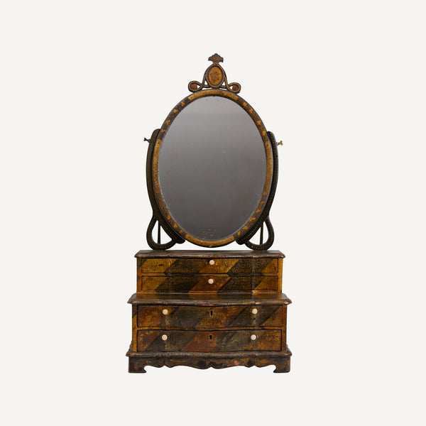 ANTIQUE LACQUERED CHINESE EXPORT DRESSING MIRROR