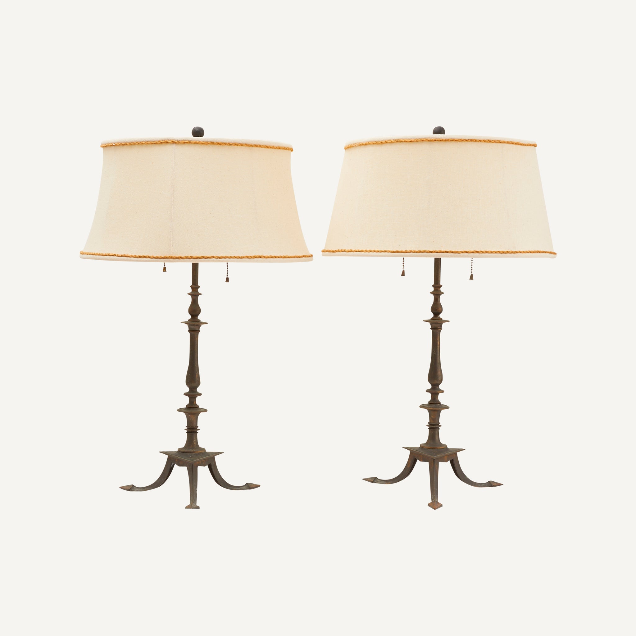 ANTIQUE TURNED BRASS LAMPS