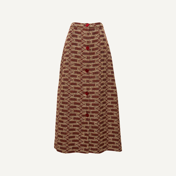 VINTAGE GEOMETRIC WEAVE MAXI SKIRT