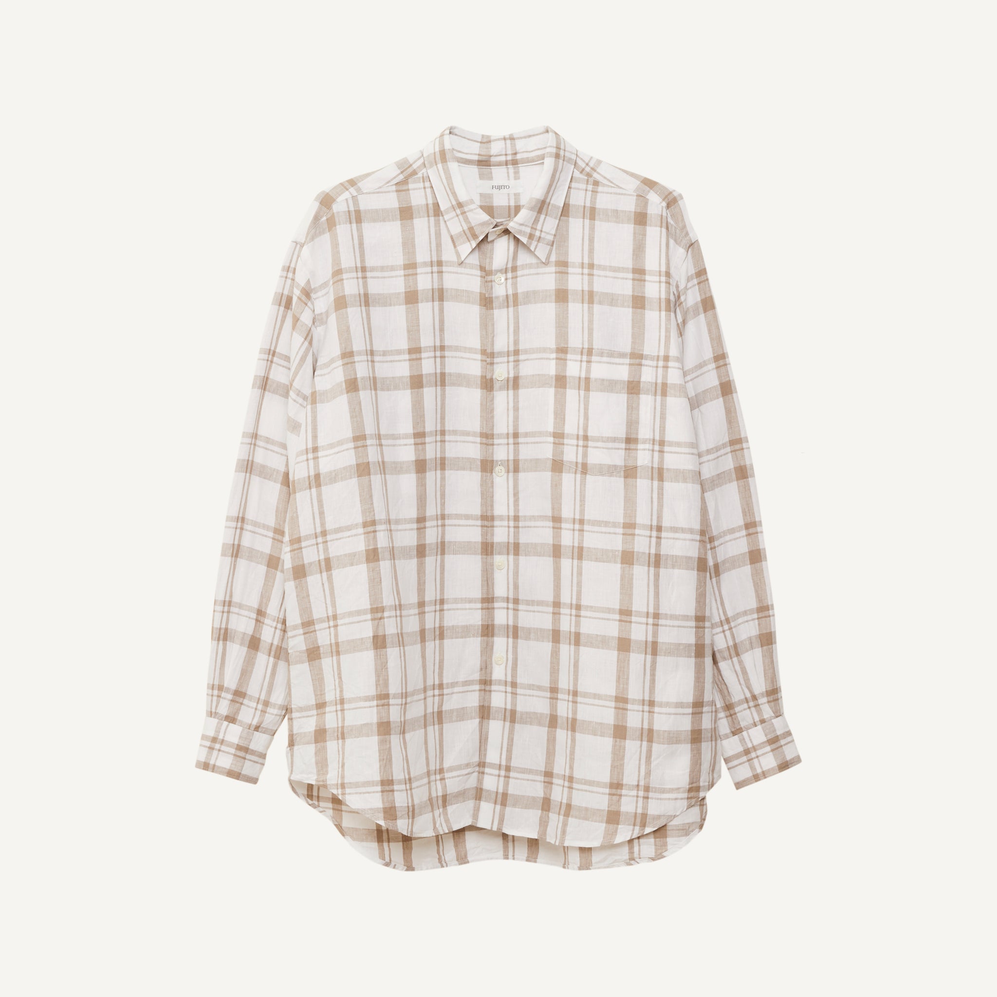 FUJITO GATHERED-BACK LINEN SHIRT