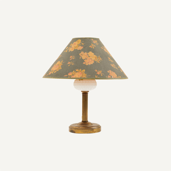 ANTIQUE BRASS & MILK GLASS LAMP