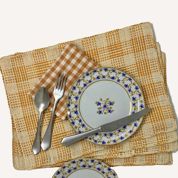 HANDWOVEN CITRUS PLAID PLACEMATS