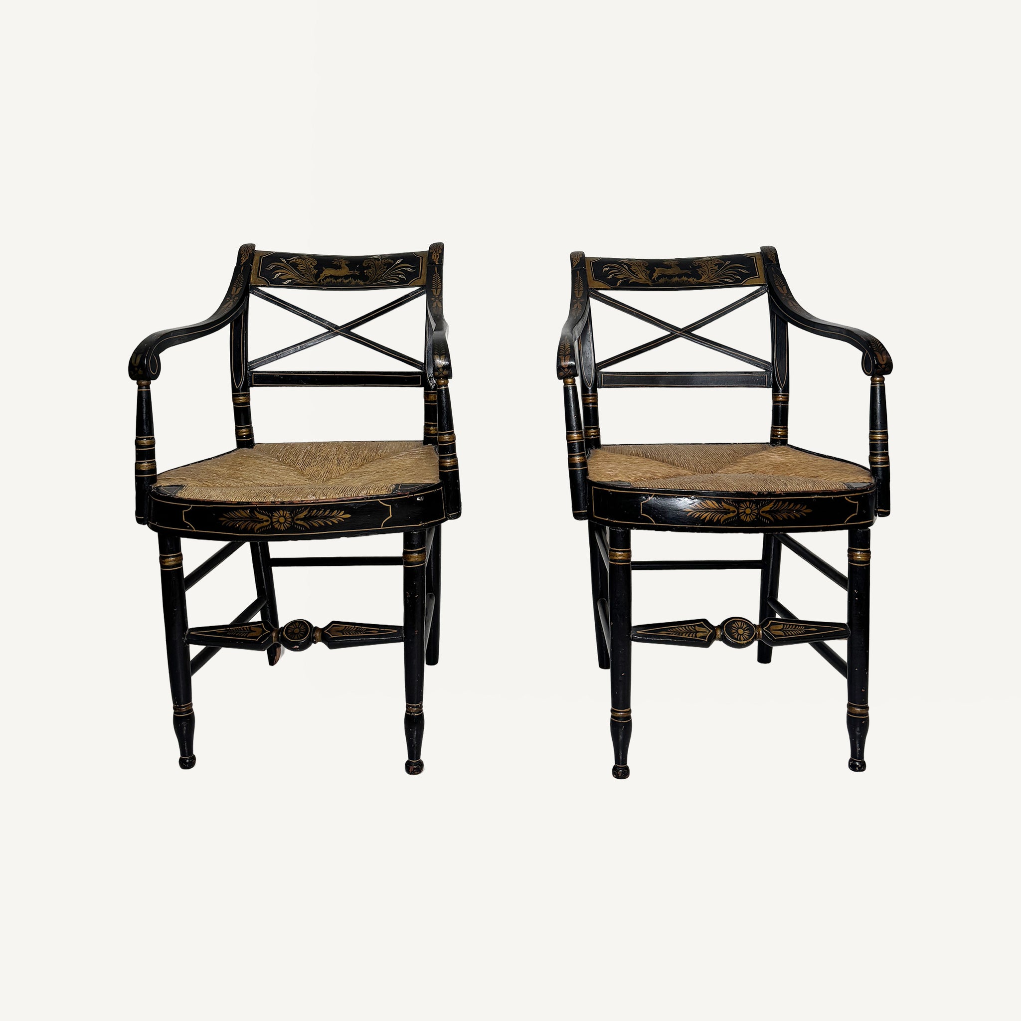 ANTIQUE PAINTED FEDERAL ARM CHAIRS