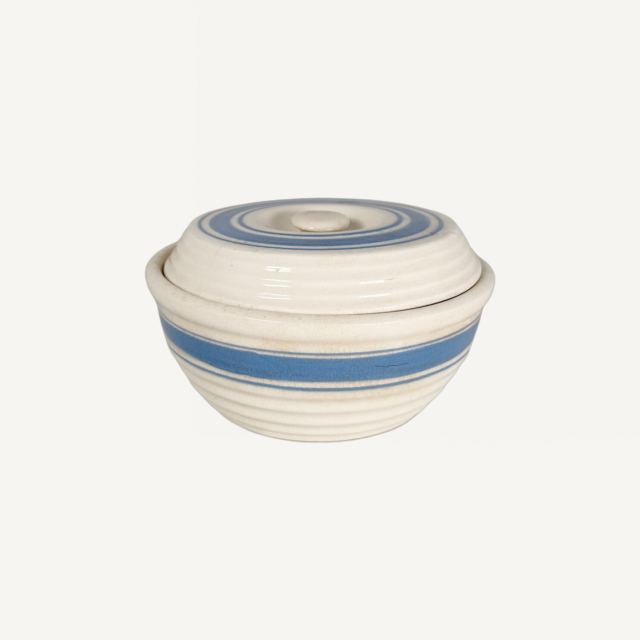 ANTIQUE COVERED STRIPED BOWL