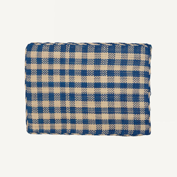 HANDWOVEN BLUE PLAID STRAW PLACEMATS