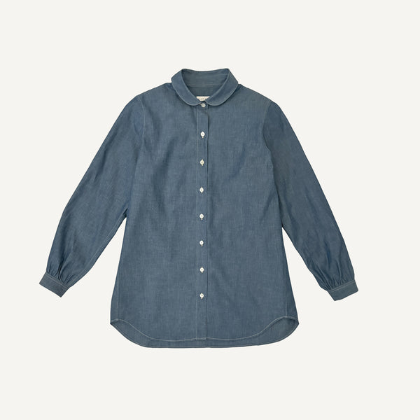 PLAIN GOODS CLUB COLLAR CHAMBRAY SHIRT