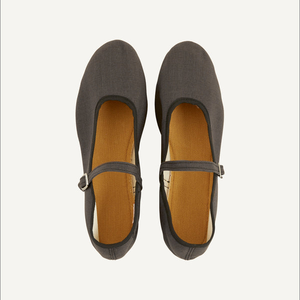 MARY JANE SHOES - WARM CHARCOAL LINEN