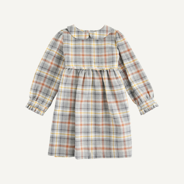 PLAIN GOODS PLAID COLLARED DRESS