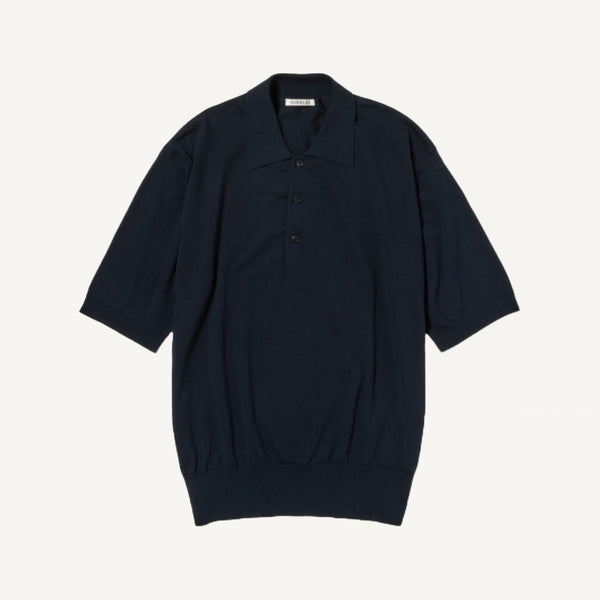 AURALEE SUPER HIGH GAUGE COTTON KNIT POLO