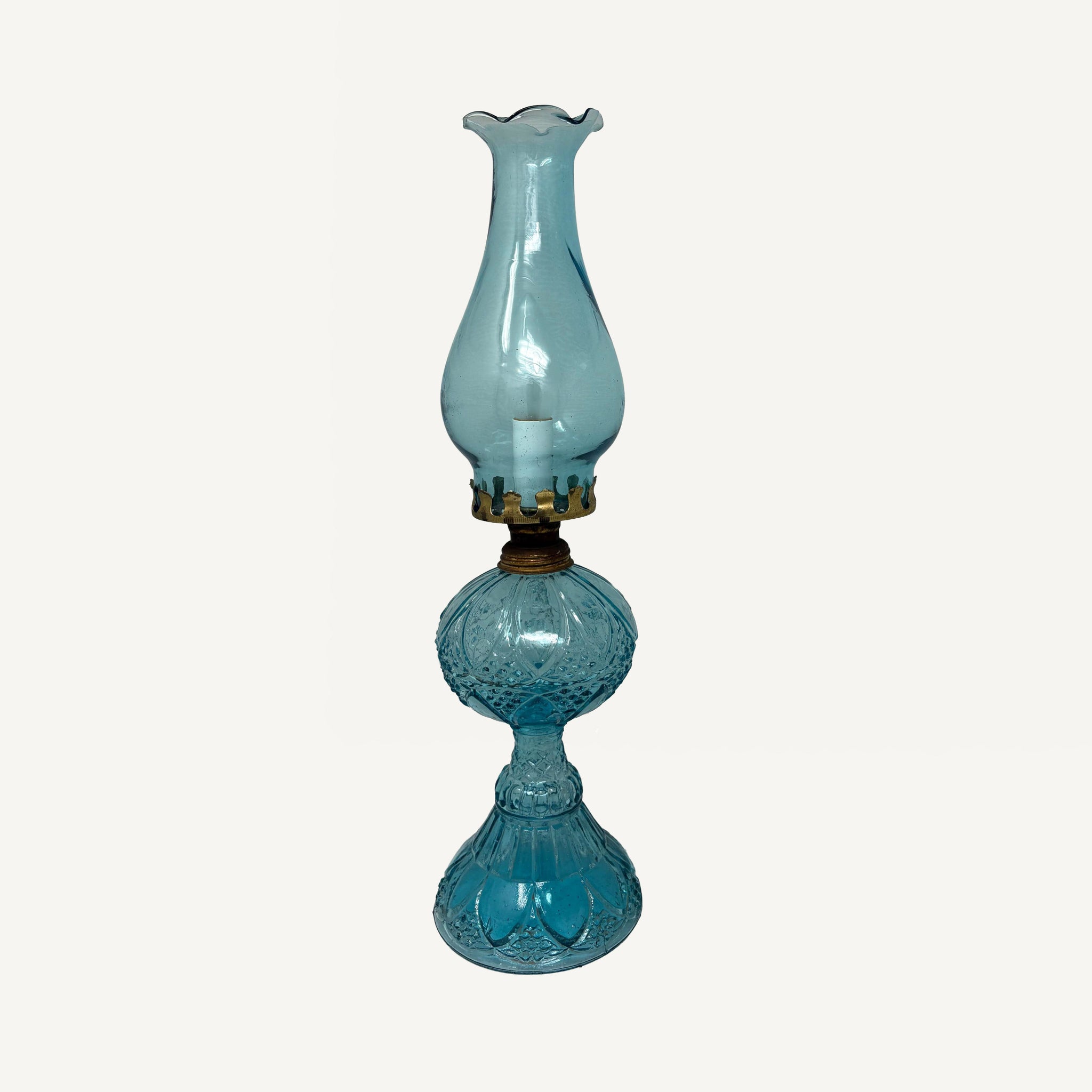 ANTIQUE ELECTRIFIED OIL LAMP