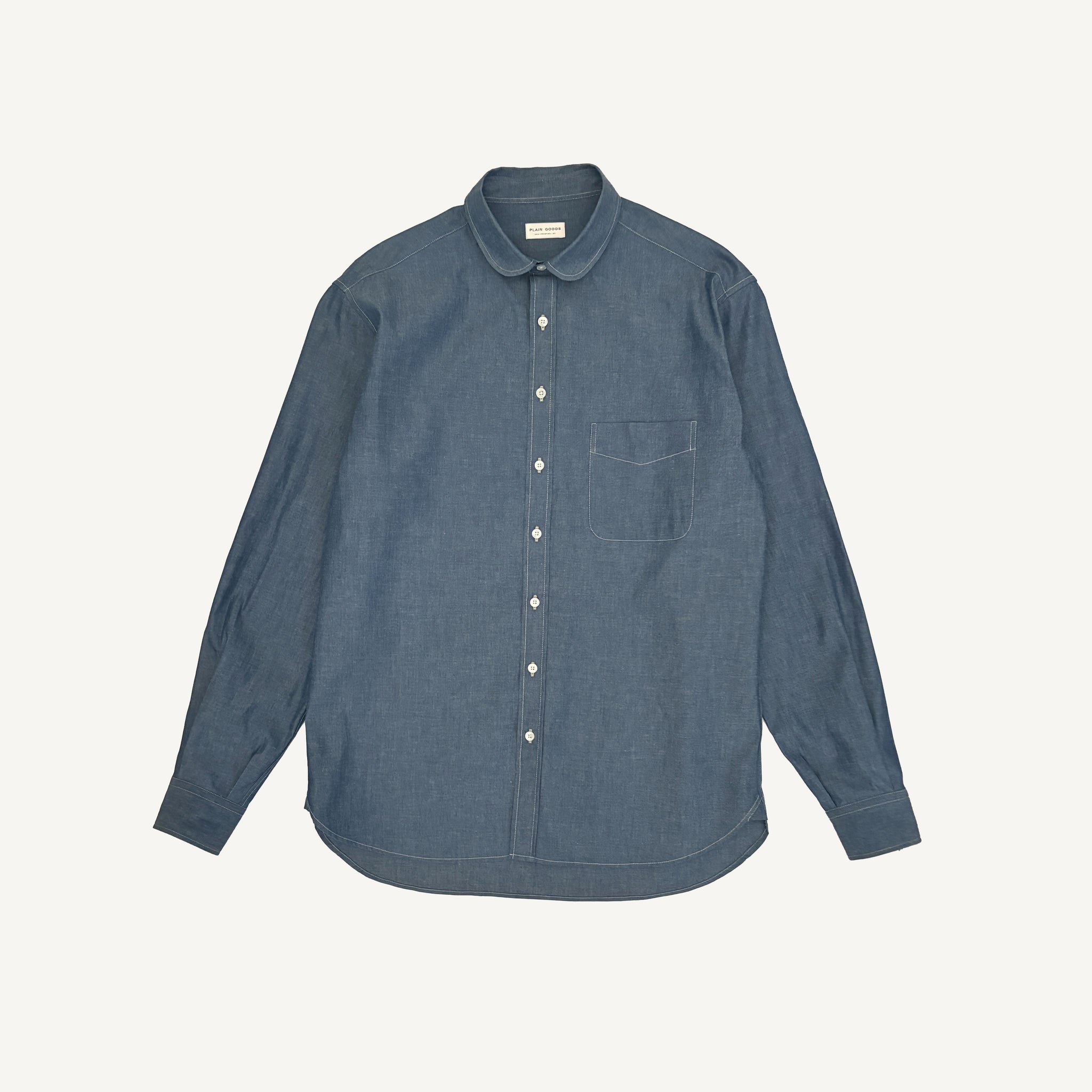 PLAIN GOODS CHAMBRAY CLUB COLLAR SHIRT