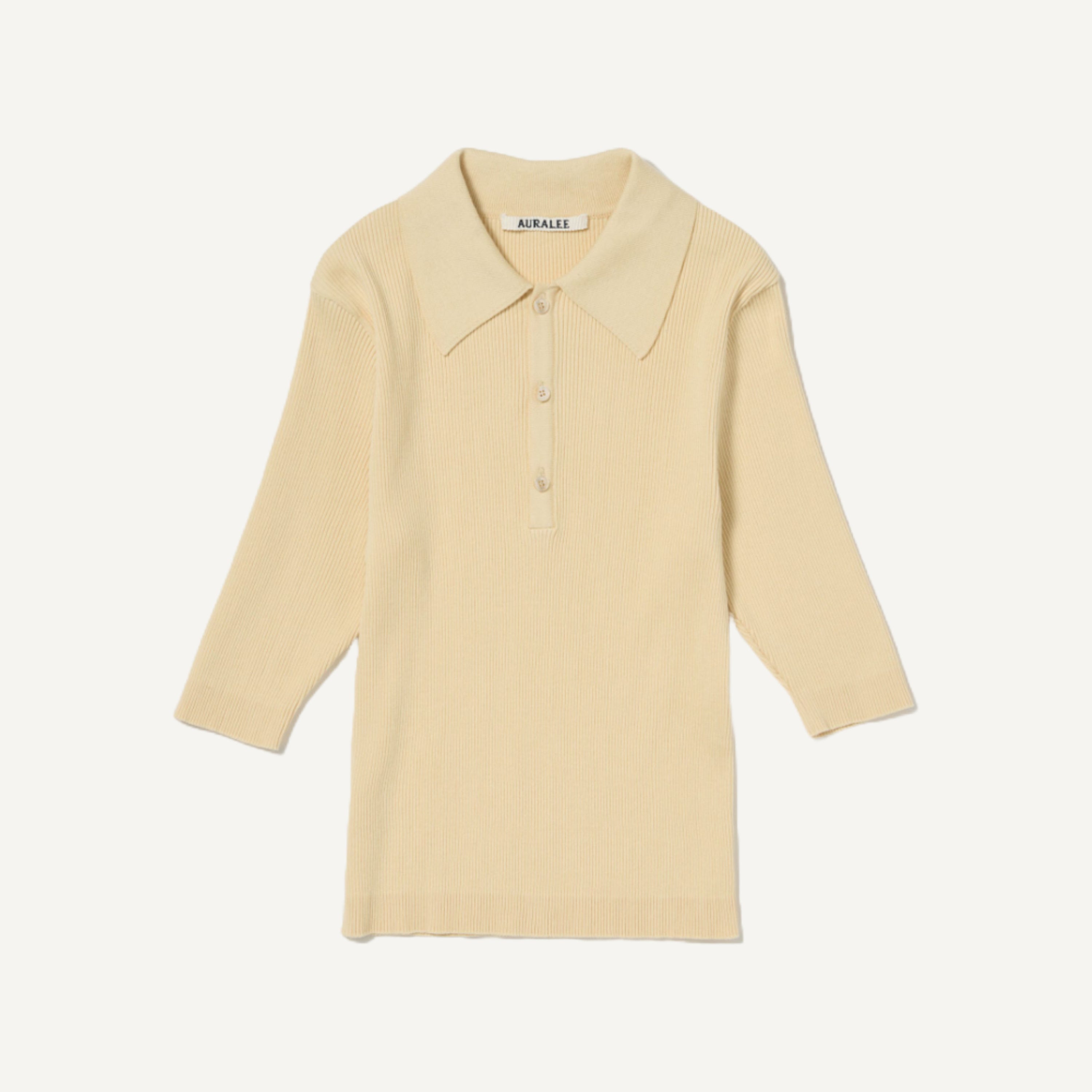 【新品】 AURALEE HIGH GAUGE RIB KNIT POLO Auralee Cotton High Gauge Rib Knit Polo in Navy Curated at