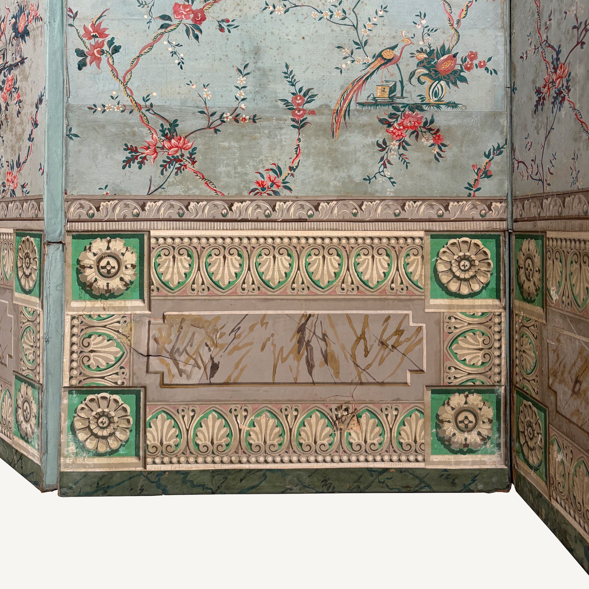 ANTIQUE FRENCH WALLPAPER SCREEN