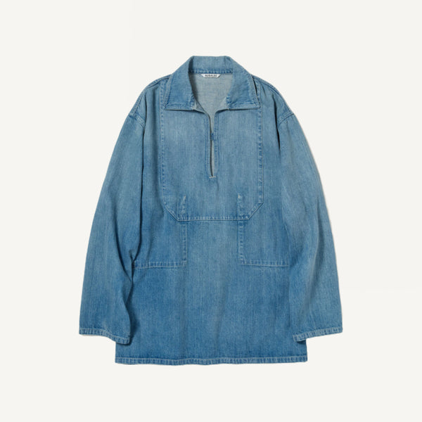 AURALEE SELVEDGE FADED LIGHT DENIM SHIRT