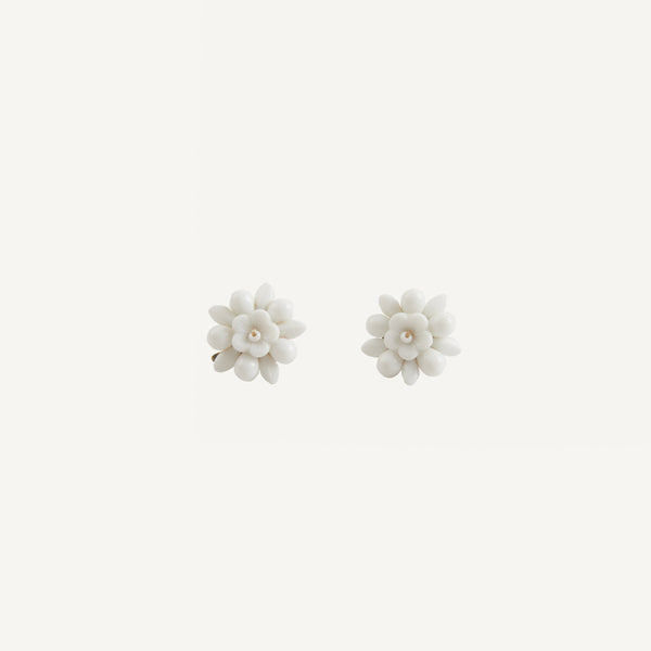 VINTAGE WHITE GLASS BEADED EARRINGS