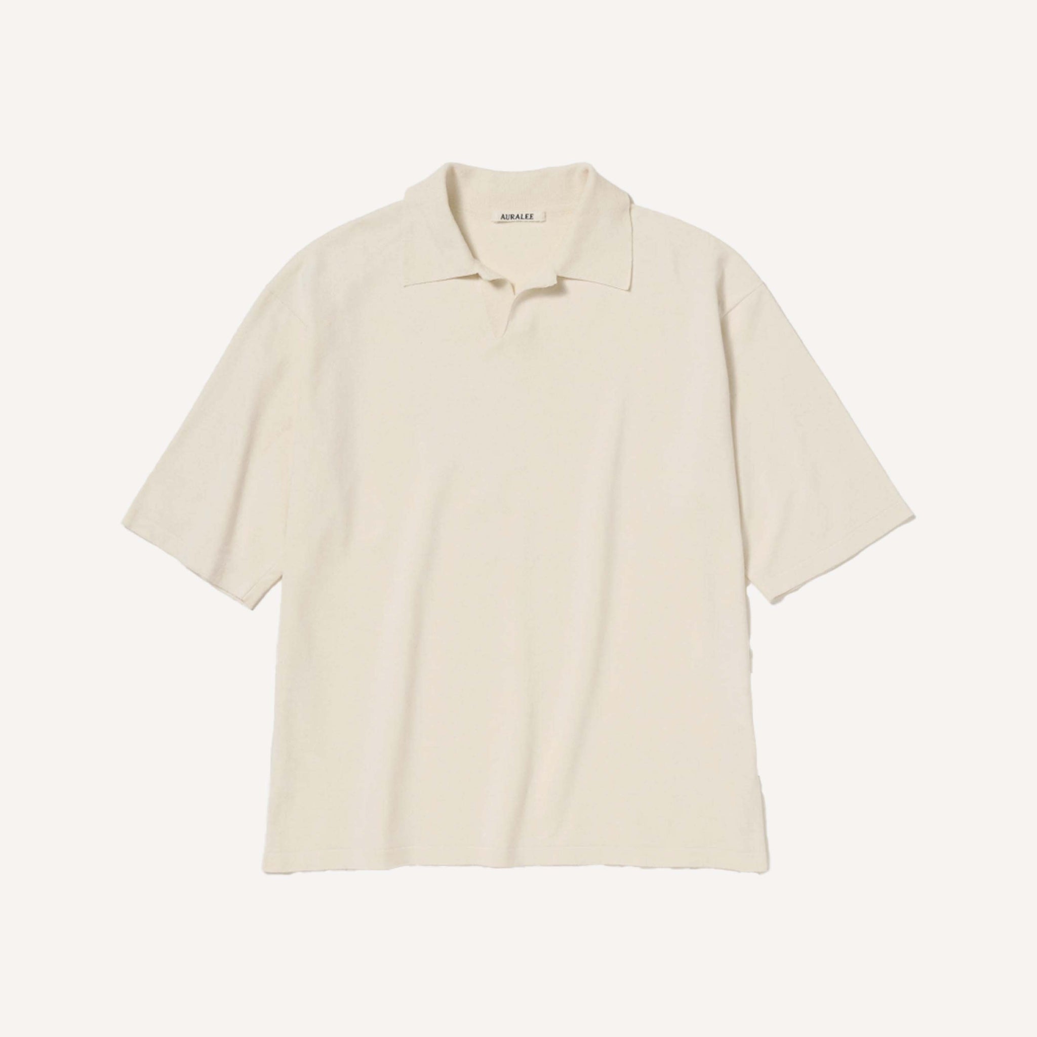 AURALEE TUSSAH SILK KNIT SKIPPER POLO
