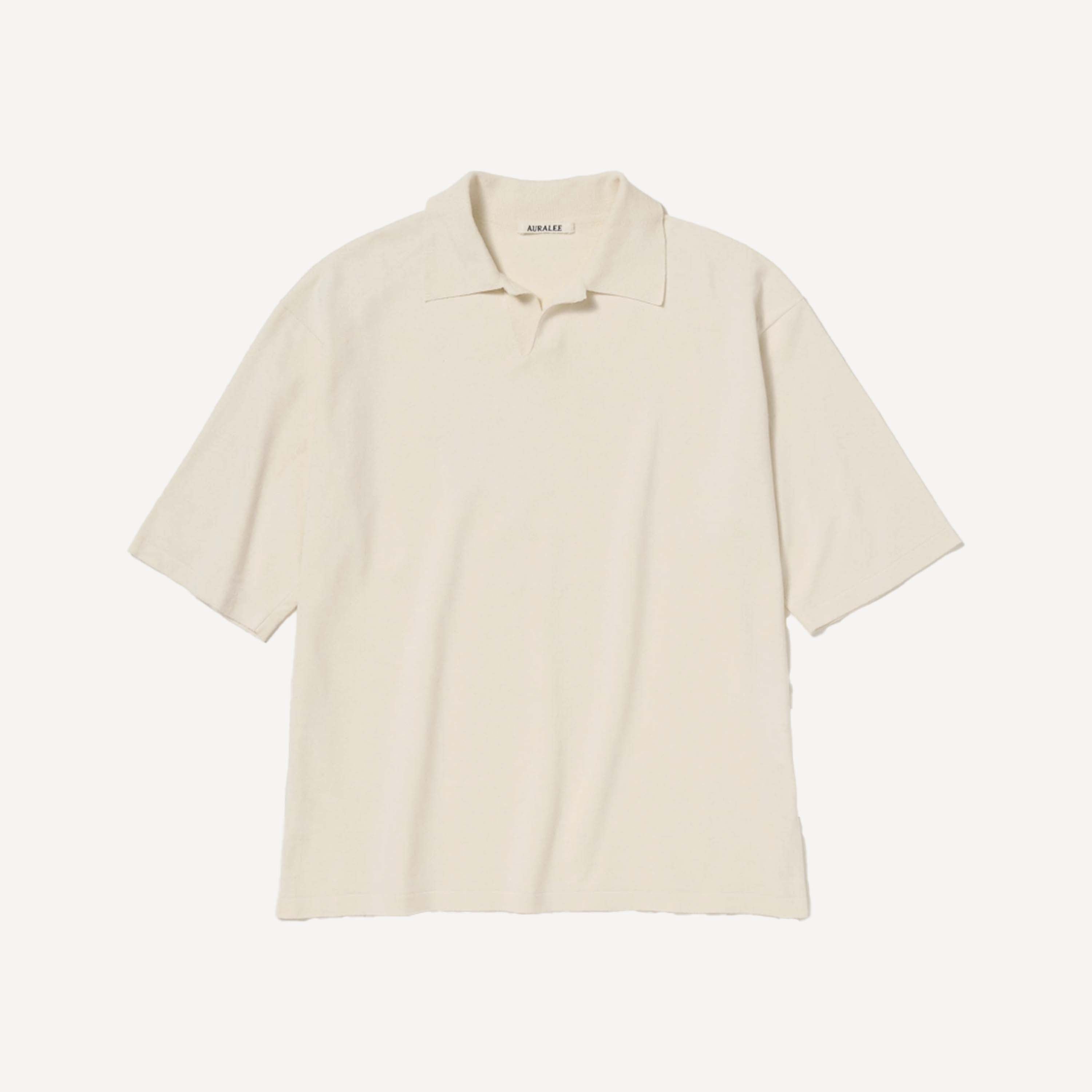 トップス AURALEE TUSSAH SILK COTTON SKIPPER POLO AURALEE TUSSAH SILK KNIT SKIPPER POLO – PLAIN GOODS