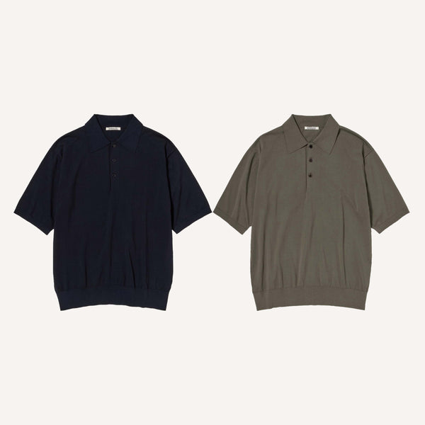 AURALEE GIZA HIGH GAUGE KNIT POLO