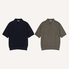 AURALEE GIZA HIGH GAUGE KNIT POLO – PLAIN GOODS