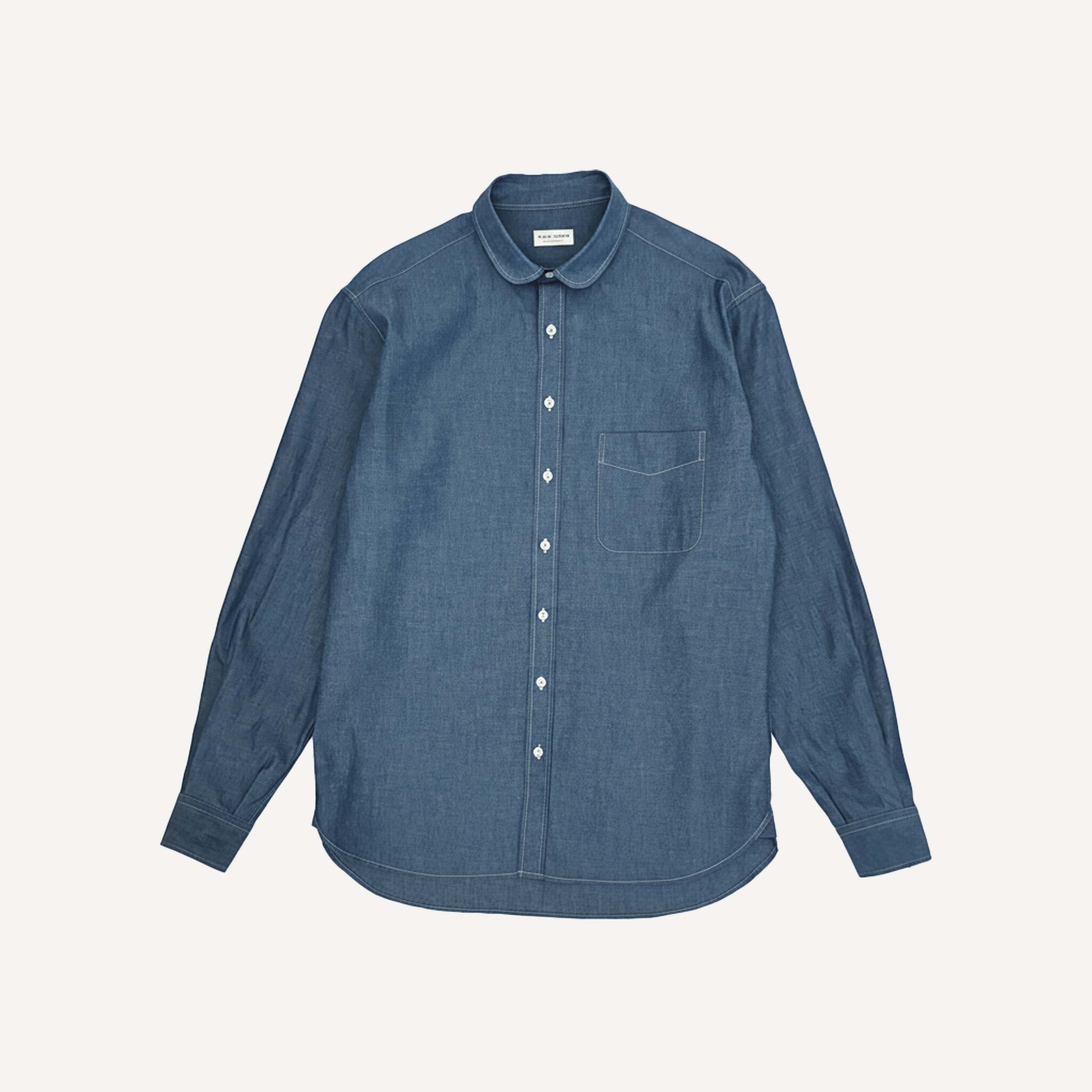 PLAIN GOODS CHAMBRAY CLUB COLLAR SHIRT