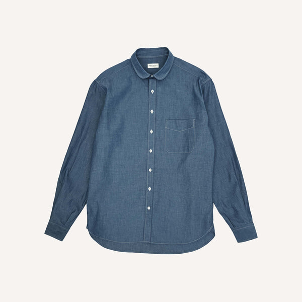 PLAIN GOODS CHAMBRAY CLUB COLLAR SHIRT