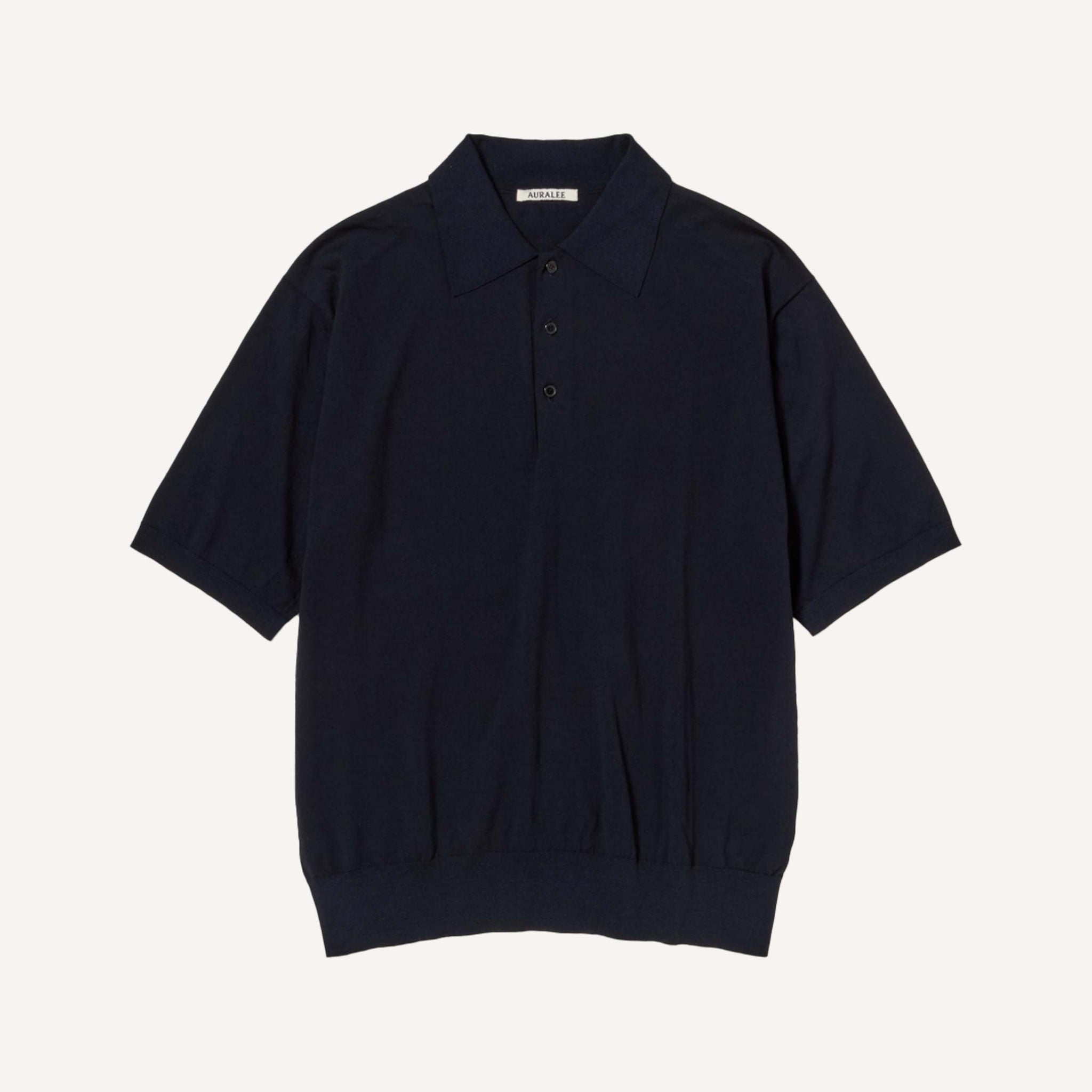 AURALEE GIZA HIGH GAUGE KNIT POLO