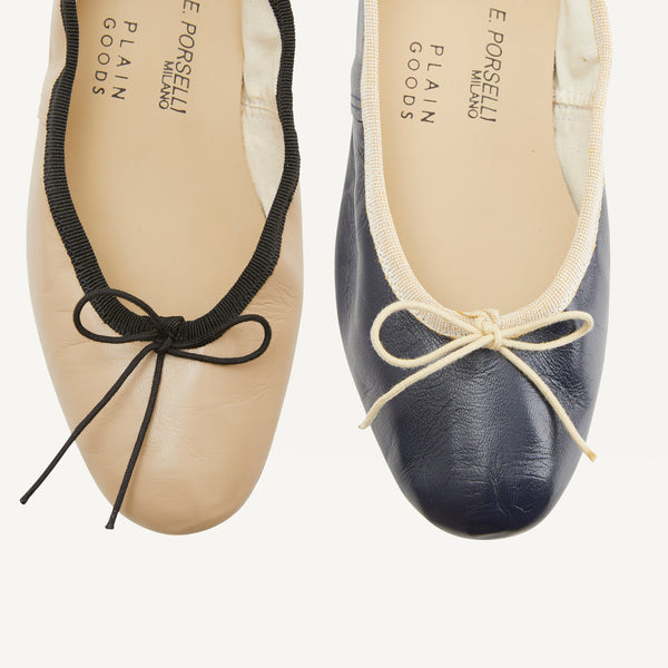 E. PORSELLI + PLAIN GOODS BALLET CONTRAST TRIM FLATS