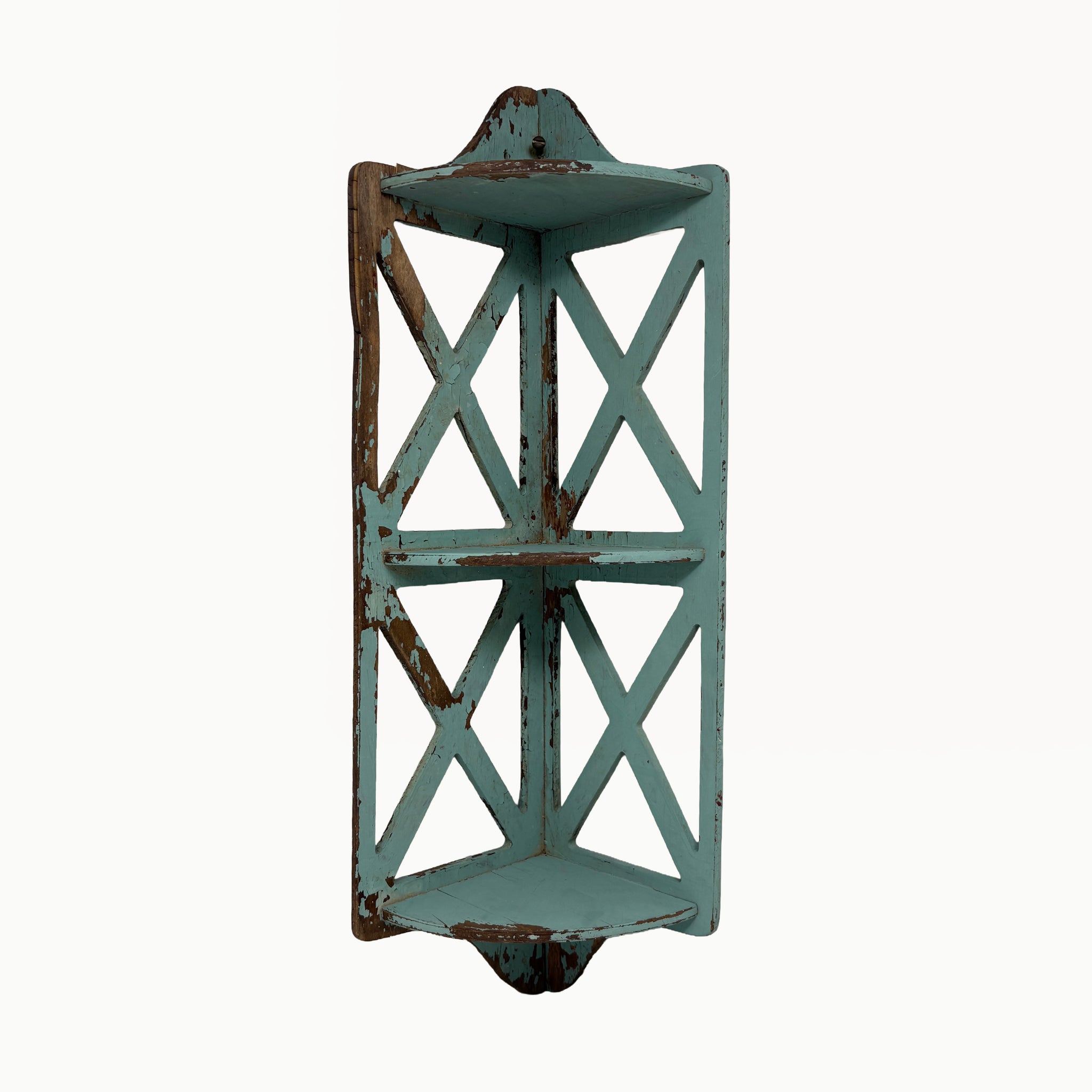 ANTIQUE PAINTED CORNER SHELF