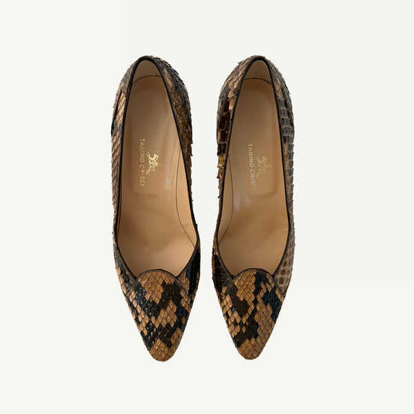 VINTAGE TANINO CRISCI SNAKESKIN PUMPS